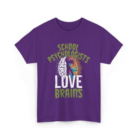 School Psychologists Love Brains Psychology T-Shirt - Purple