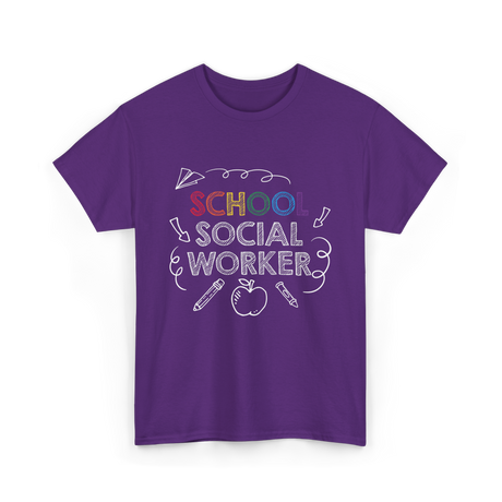 School Social Worker Social Work T-Shirt - Purple