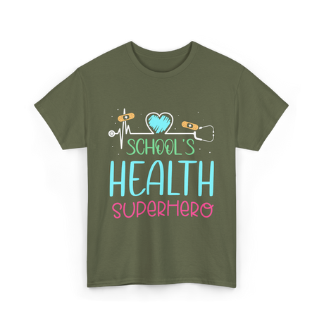 School's Health Superhero Health T-Shirt - Military Green