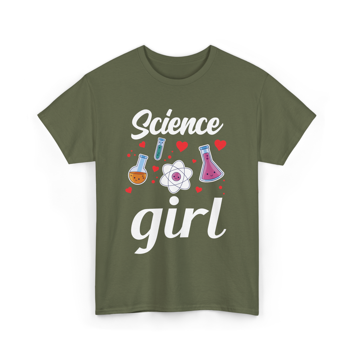 Science Girl STEM Scientist T-Shirt - Military Green