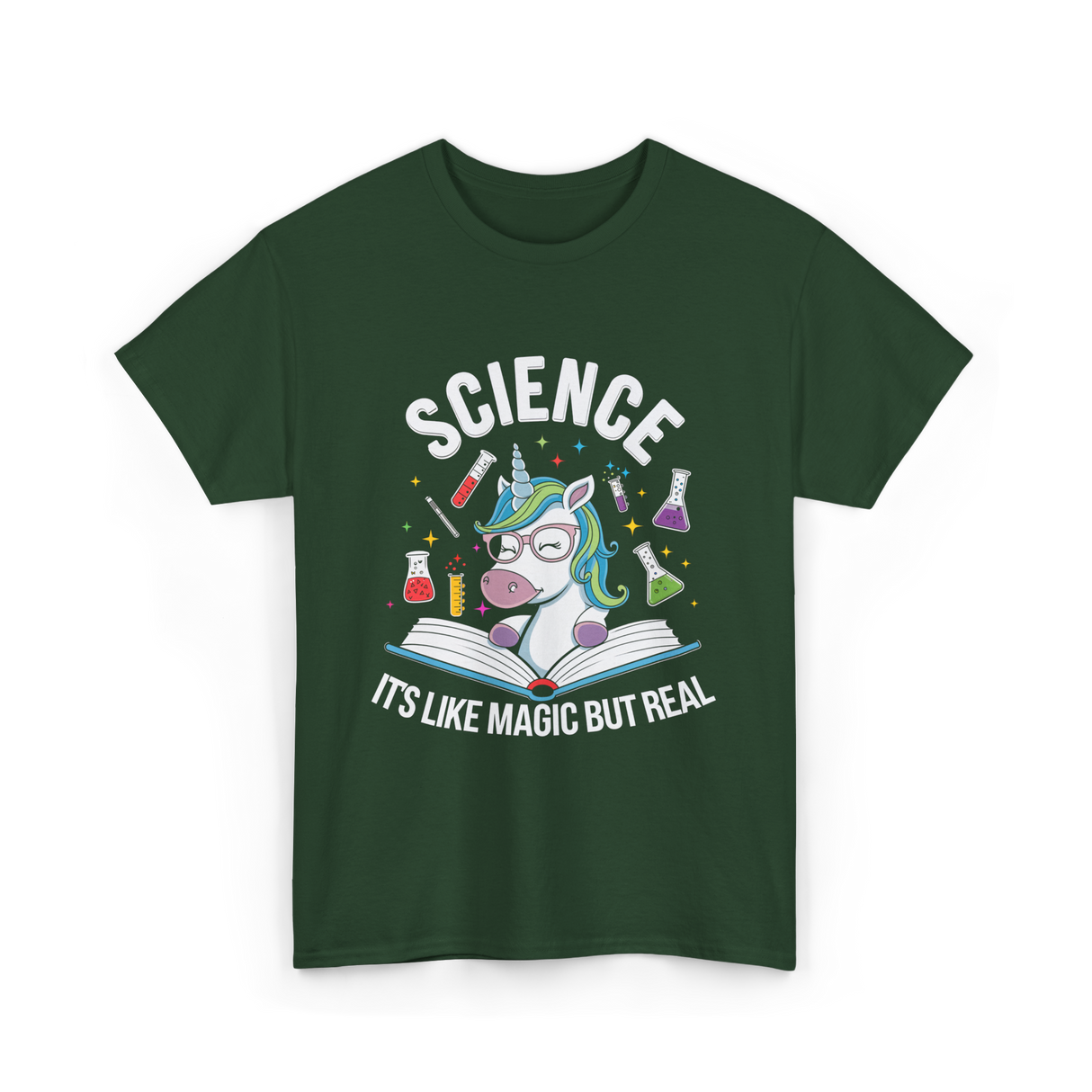 Science It's Like Magic Unicorn T-Shirt - Forest Green