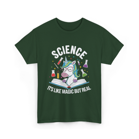 Science It's Like Magic Unicorn T-Shirt - Forest Green