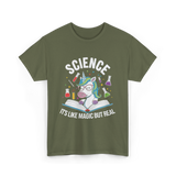 Science It's Like Magic Unicorn T-Shirt - Military Green