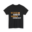 Scotch Goes In Wisdom Whiskey T-Shirt - Black