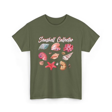 Seashell Collector Beach Seashells T-Shirt - Military Green