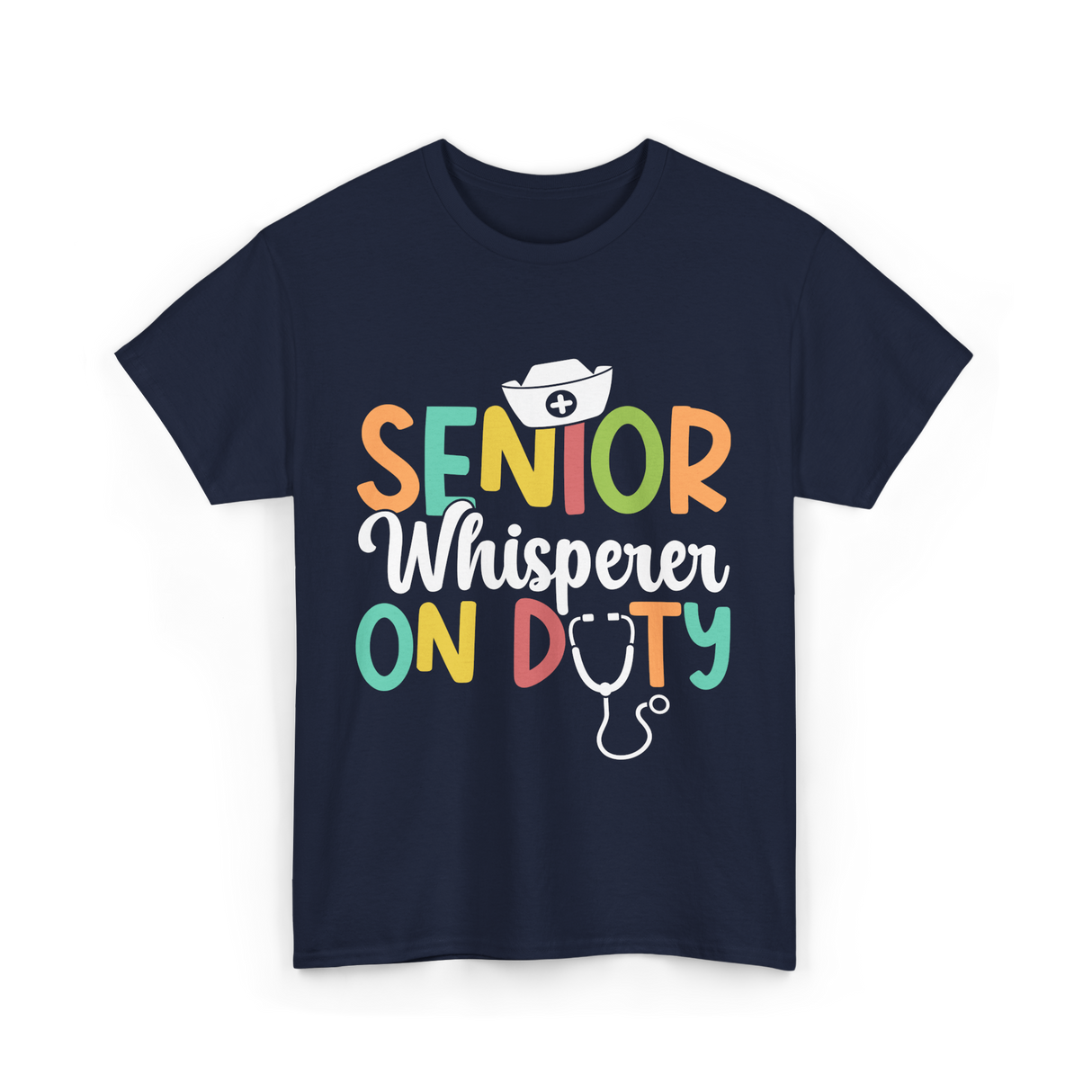 Senior Whisperer Nursing T-Shirt - Navy