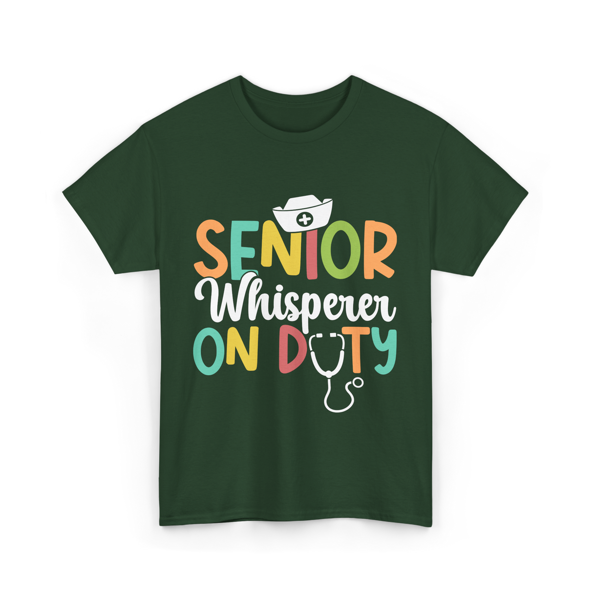 Senior Whisperer Nursing T-Shirt - Forest Green