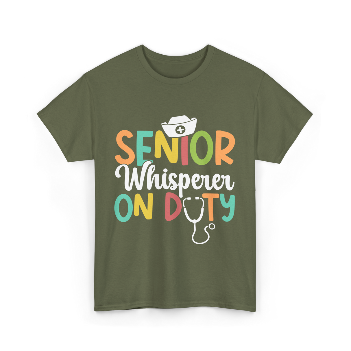 Senior Whisperer Nursing T-Shirt - Military Green