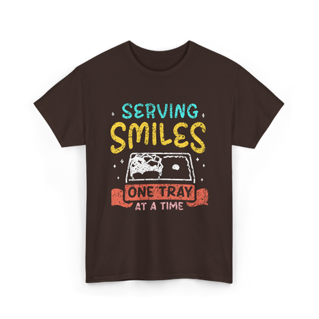 Serving Smiles One Tray Cafeteria T-Shirt - Dark Chocolate