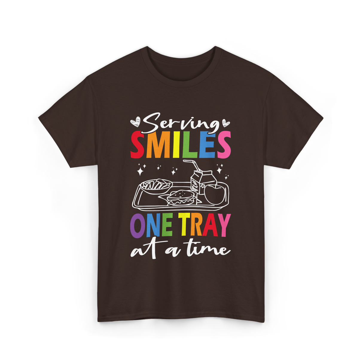 Serving Smiles One Tray Cafeteria T-Shirt - Dark Chocolate