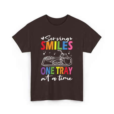 Serving Smiles One Tray Cafeteria T-Shirt - Dark Chocolate