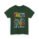 Serving Smiles One Tray Cafeteria T-Shirt - Forest Green