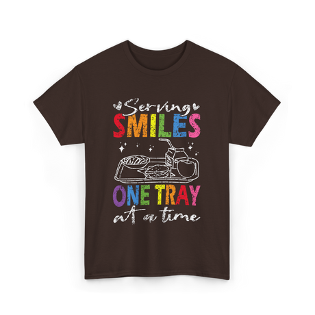 Serving Smiles One Tray Cafeteria T-Shirt - Dark Chocolate