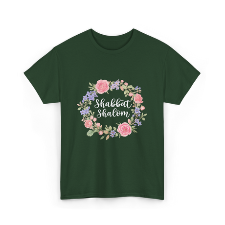 Shabbat Shalom Jewish Celebration T-Shirt - Forest Green