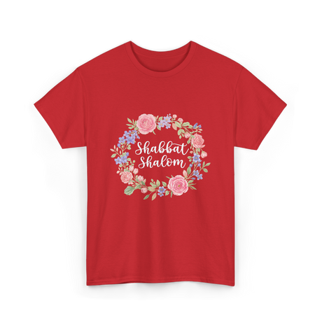 Shabbat Shalom Jewish Celebration T-Shirt - Red