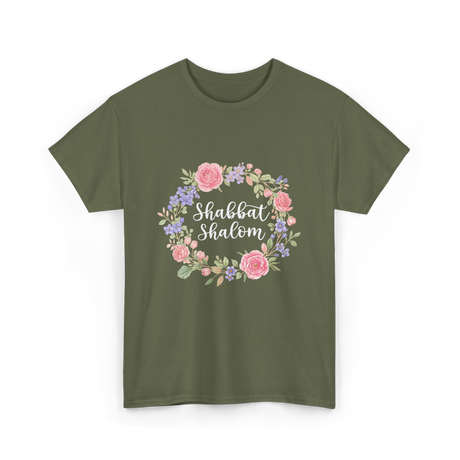 Shabbat Shalom Jewish Celebration T-Shirt - Military Green