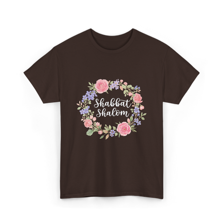 Shabbat Shalom Jewish Celebration T-Shirt - Dark Chocolate