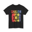 Shalom Rainbow Star Jewish Peace T-Shirt - Black