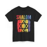 Shalom Rainbow Star Jewish Peace T-Shirt - Black