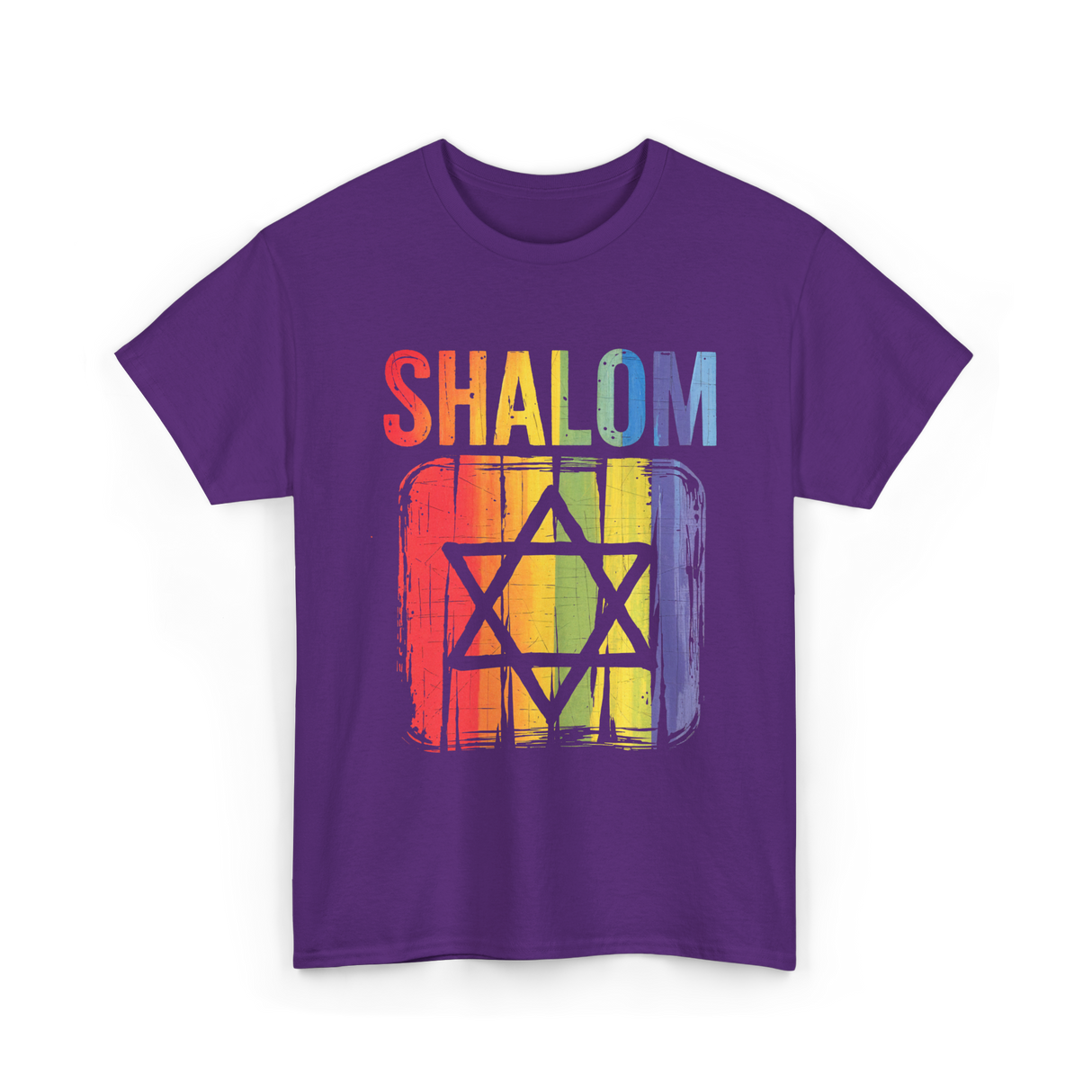 Shalom Rainbow Star Jewish Peace T-Shirt - Purple