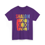 Shalom Rainbow Star Jewish Peace T-Shirt - Purple