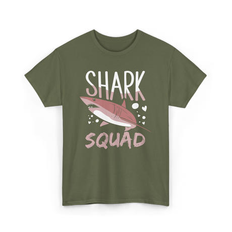 Shark Squad Shark Lover Marine Life T-Shirt - Military Green