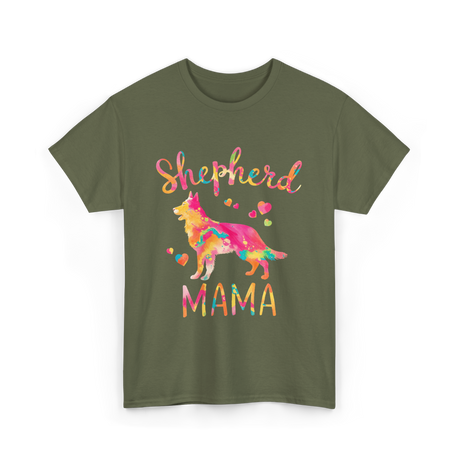 Shepherd Mama Colorful Shepherd T-Shirt - Military Green