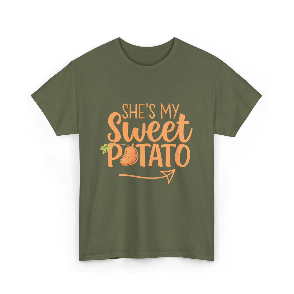 She's My Sweet Potato Thanksgiving T-Shirt - Military Green