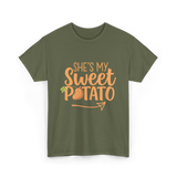 She's My Sweet Potato Thanksgiving T-Shirt - Military Green