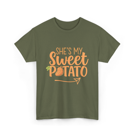 She's My Sweet Potato Thanksgiving T-Shirt - Military Green