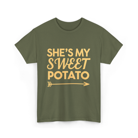 Shes My Sweet Potato Thanksgiving T-Shirt - Military Green