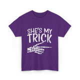 She's My Trick Skeleton Halloween T-Shirt - Purple