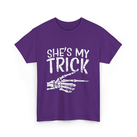 She's My Trick Skeleton Halloween T-Shirt - Purple