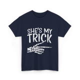 She's My Trick Skeleton Halloween T-Shirt - Navy