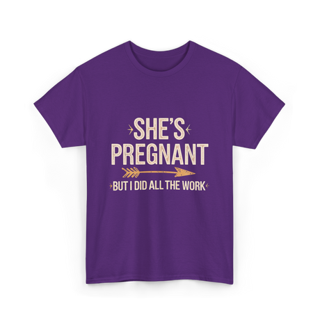 She's Pregnant Pregnancy Announcement T-Shirt - Purple