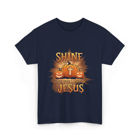 Shine With The Light Christianity T-Shirt - Navy