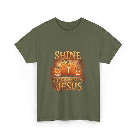 Shine With The Light Christianity T-Shirt - Military Green