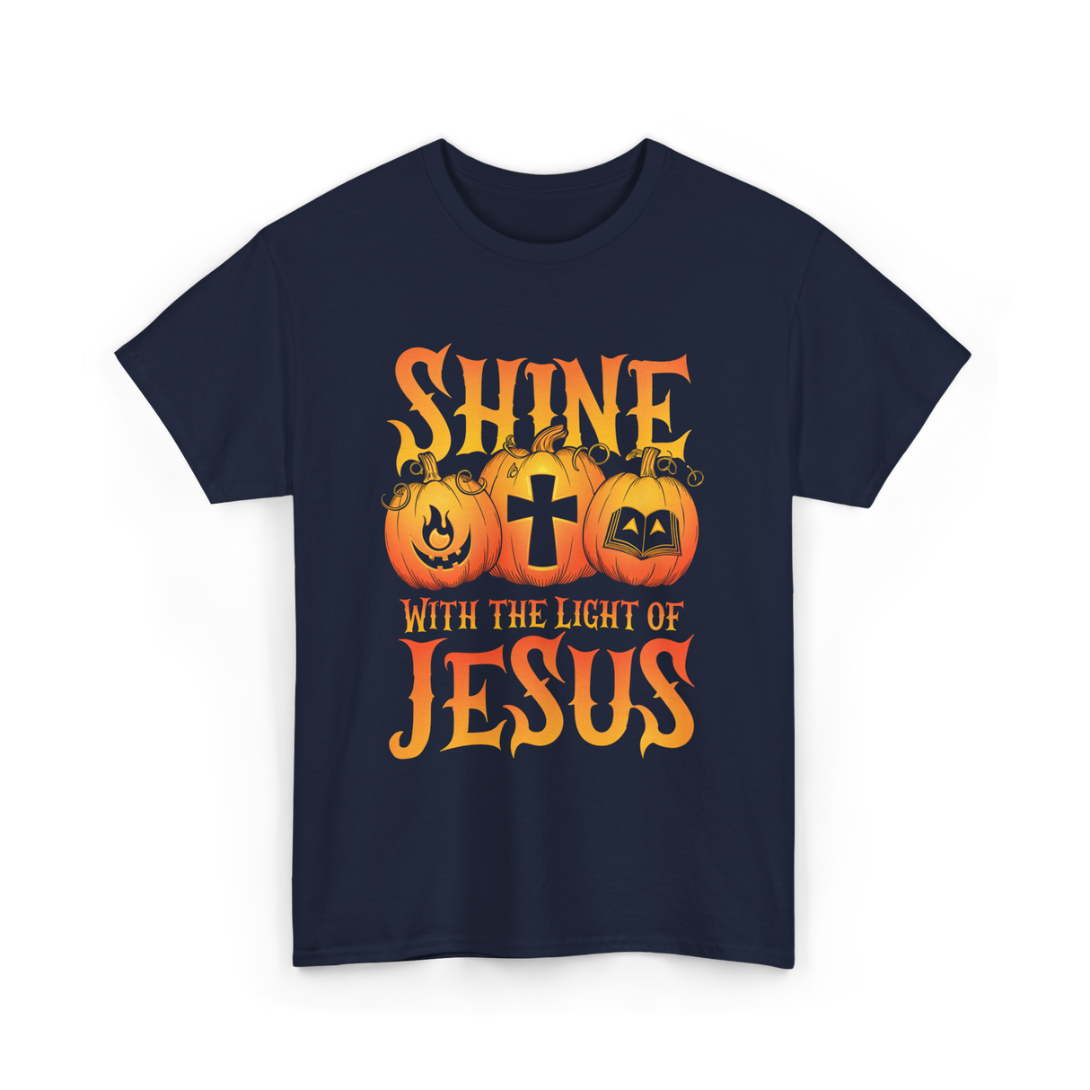 Shine With The Light Jesus Christian T-Shirt - Navy