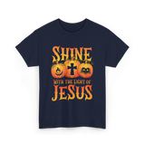 Shine With The Light Jesus Christian T-Shirt - Navy