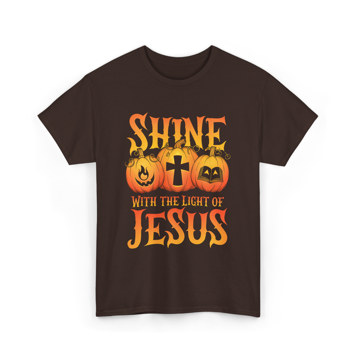 Shine With The Light Jesus Christian T-Shirt - Dark Chocolate