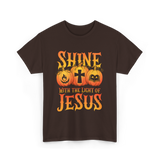 Shine With The Light Jesus Christian T-Shirt - Dark Chocolate