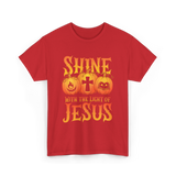 Shine With The Light Jesus Christian T-Shirt - Red