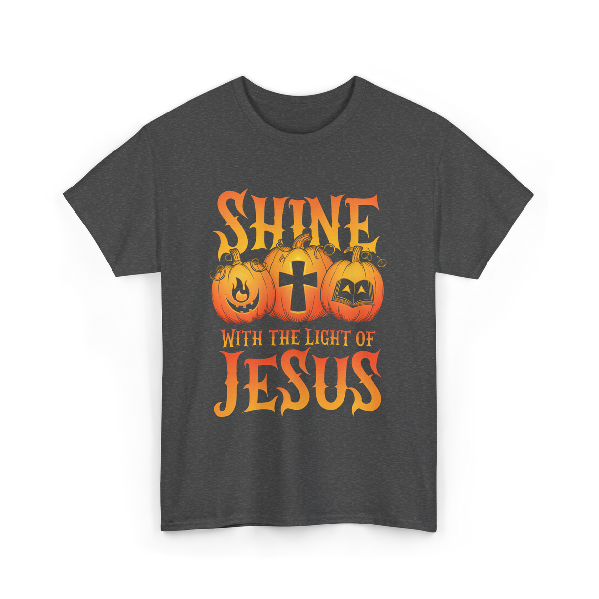 Shine With The Light Jesus Christian T-Shirt - Dark Heather