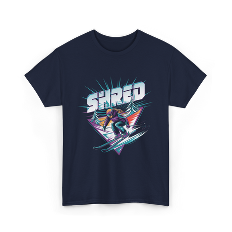 Shred Skiing Snowboard Freestyle T-Shirt - Navy