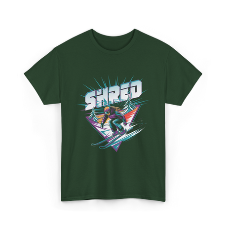 Shred Skiing Snowboard Freestyle T-Shirt - Forest Green