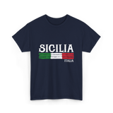 Sicilia Italia Italian Pride T-Shirt - Navy