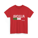 Sicilia Italia Italian Pride T-Shirt - Red