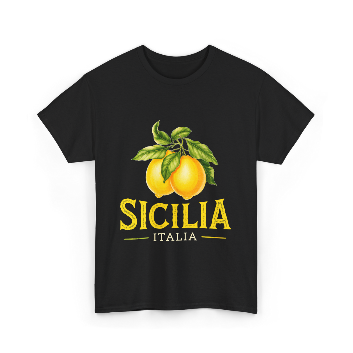 Sicilia Italia Lemons Sicilian T-Shirt - Black