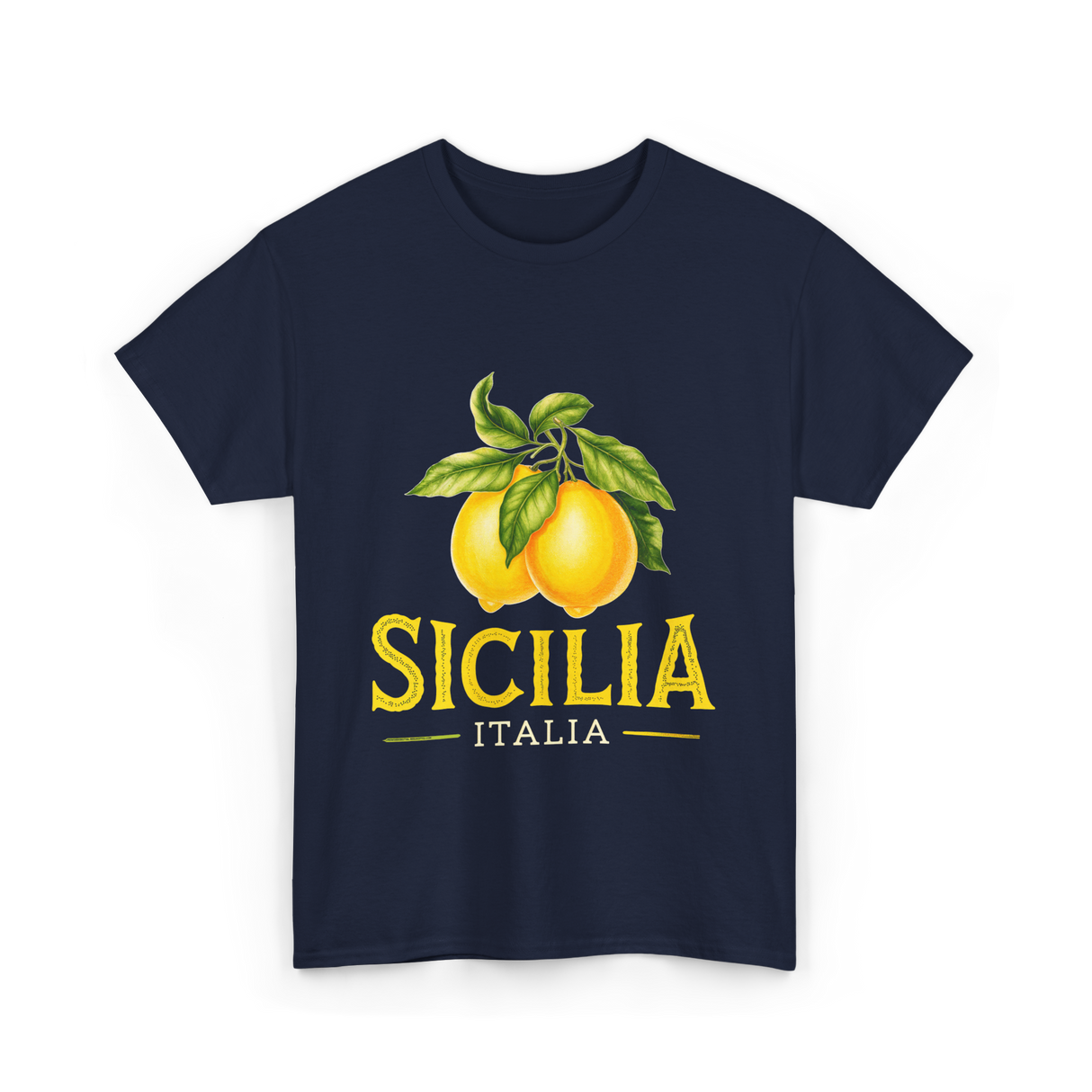 Sicilia Italia Lemons Sicilian T-Shirt - Navy