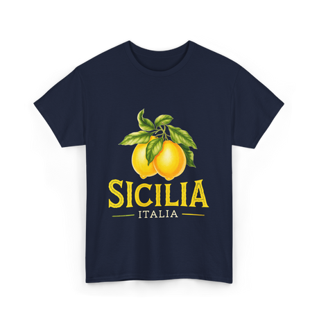 Sicilia Italia Lemons Sicilian T-Shirt - Navy